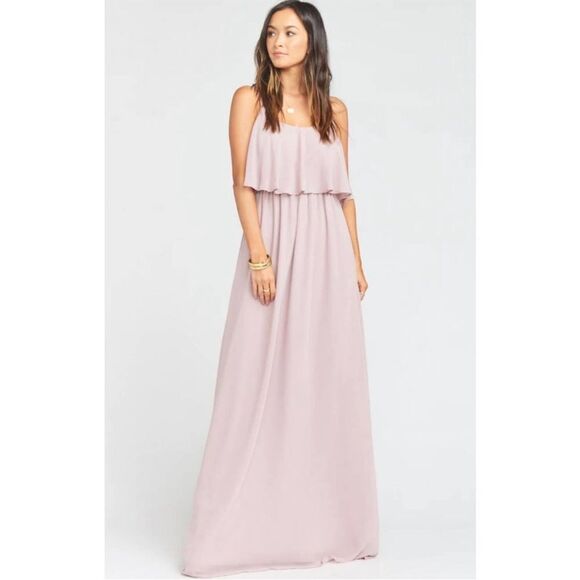 Show Me Your MuMu Pale Pink Caitlin Ruffle Formal Maxi Dress Size Medium - Picture 10 of 10